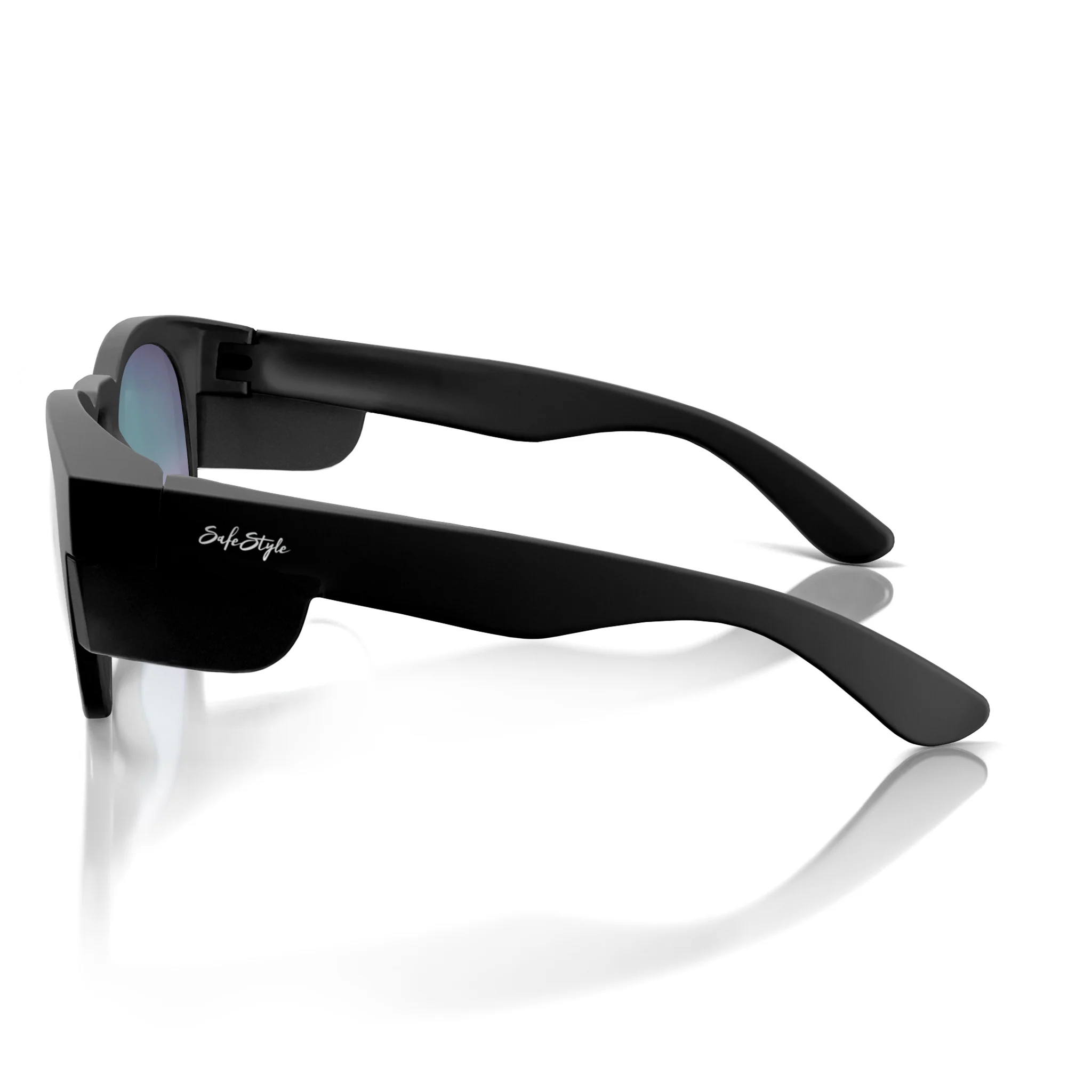 Cruisers Matte Black Frame Mirrors Blue Polarised Safety Glasses - Image 3